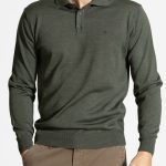 Olive melange merino wool polo jumber