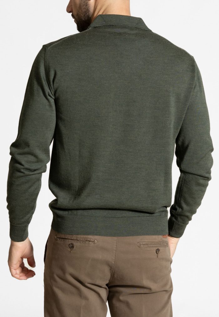 Olive melange merino wool polo jumber - Image 3