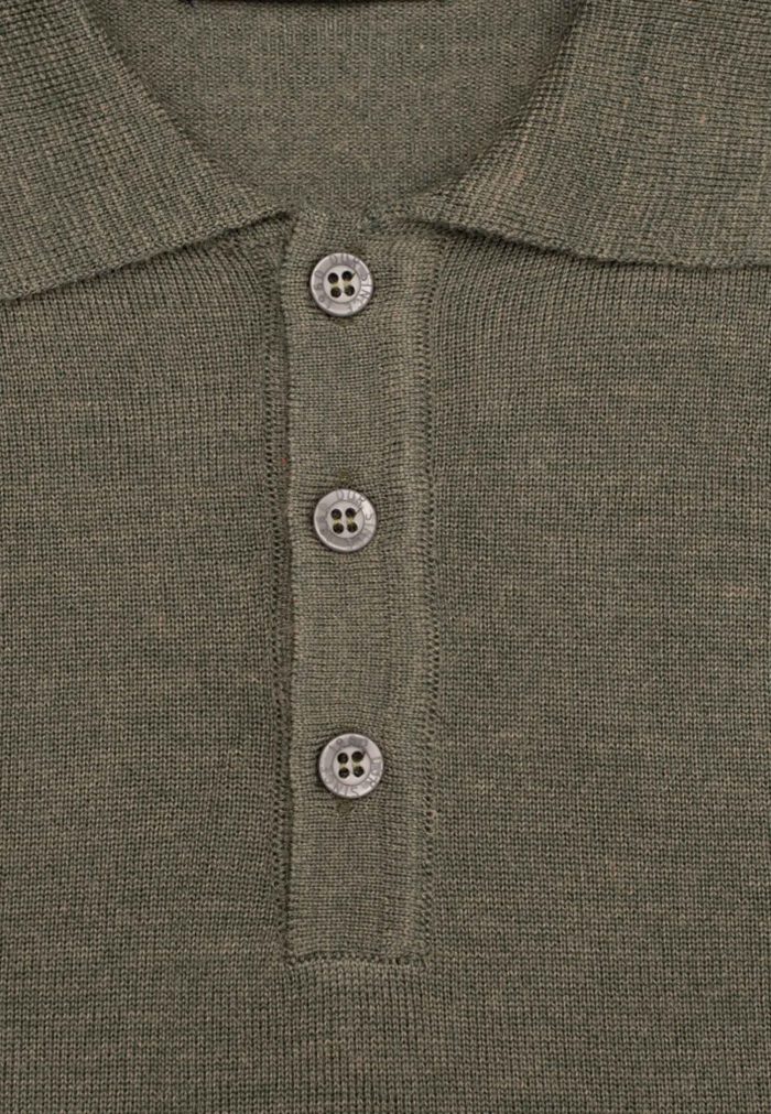 Olive melange merino wool polo jumber - Image 5