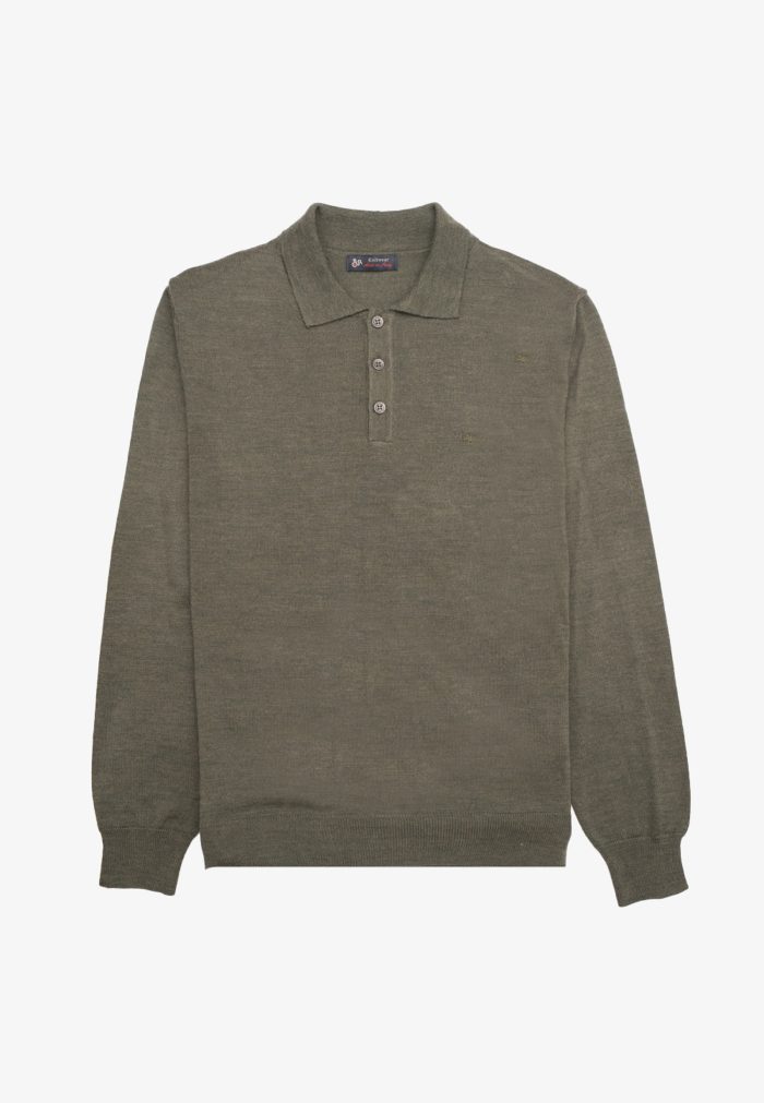 Olive melange merino wool polo jumber - Image 2
