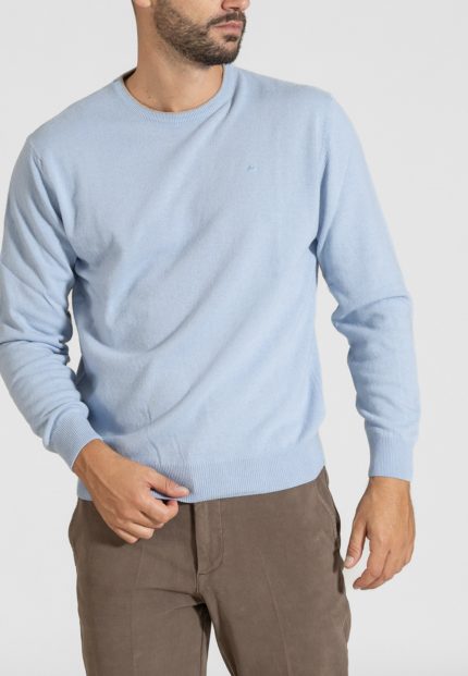 Light blue πλεκτό λαιμόκοψη cashmere touch