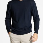 Dark Blue crew-neck Extra Fine Merino Wool sweater