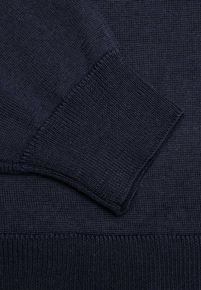 Dark blue πλεκτό λαιμόκοψη από Extra Fine μαλλί μερινός - Image 5