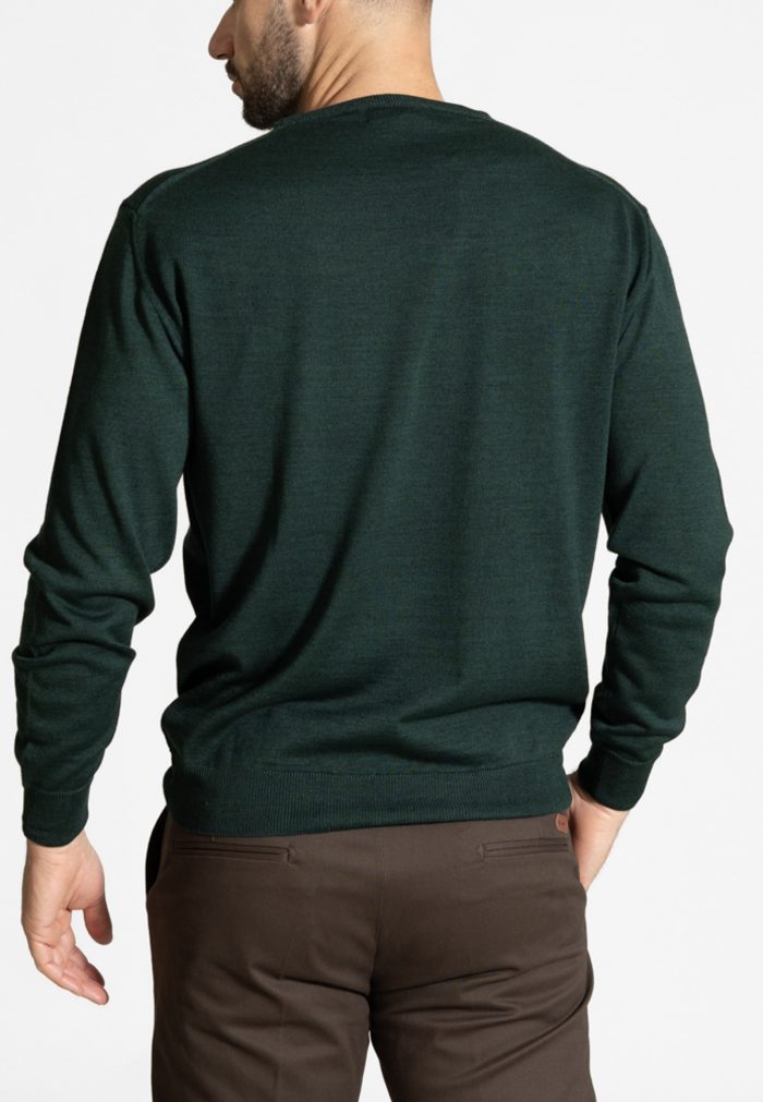 Pine green πλεκτό λαιμόκοψη από Extra Fine μαλλί μερινός - Image 3