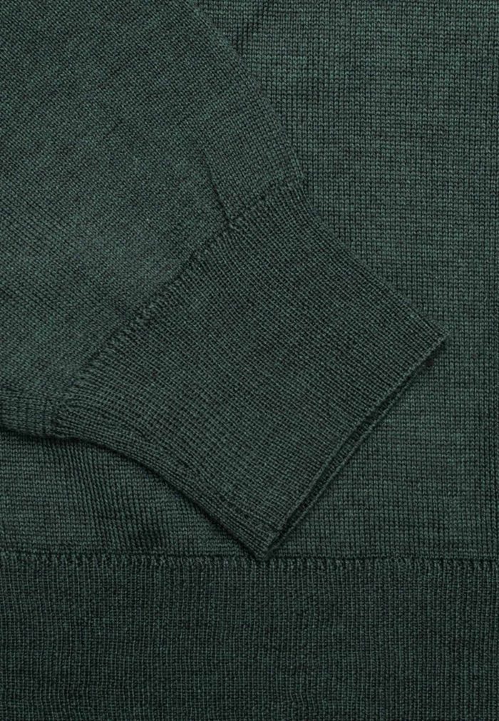 Pine green πλεκτό λαιμόκοψη από Extra Fine μαλλί μερινός - Image 4