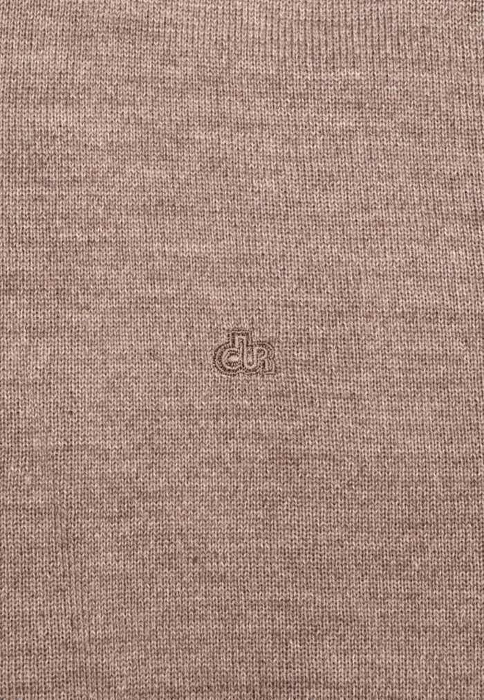 Beige melange crew-neck extra fine merino wool sweater - Image 4