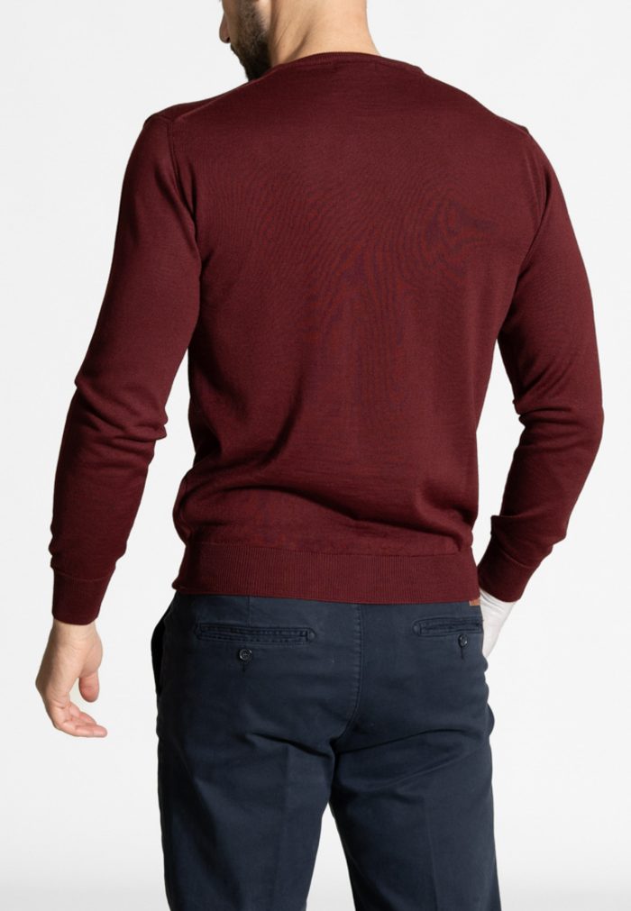 Bordeaux crew-neck Extra Fine Merino Wool sweater - Image 3
