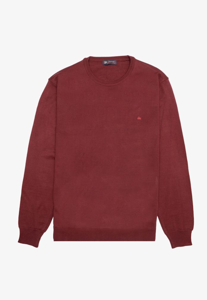 Bordeaux crew-neck Extra Fine Merino Wool sweater - Image 2