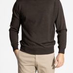 Brown melange crew-neck Extra Fine Merino Wool sweater