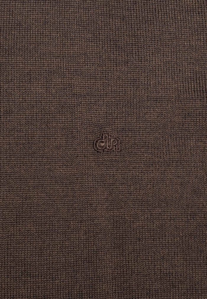 Brown melange crew-neck Extra Fine Merino Wool sweater - Image 4