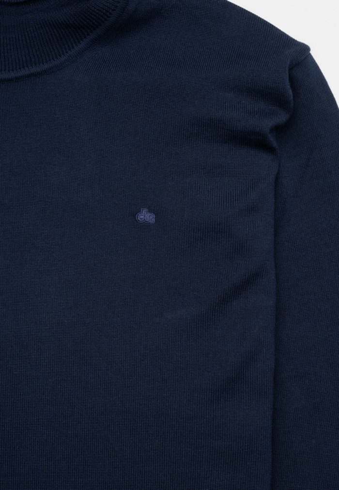 Deep blue turtle-neck Extra Fine Merino Wool sweater - Image 4