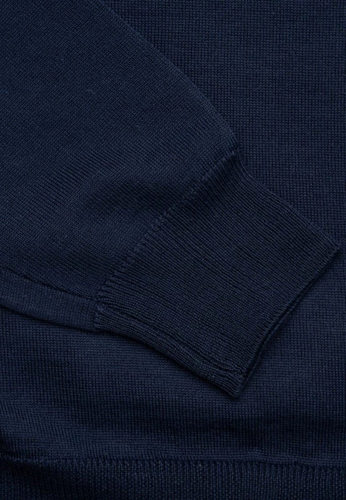 Deep blue turtle-neck Extra Fine Merino Wool sweater - Image 5