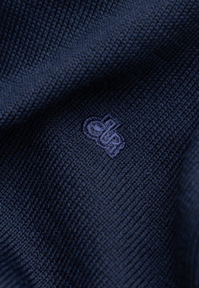 Deep blue turtle-neck Extra Fine Merino Wool sweater - Image 2