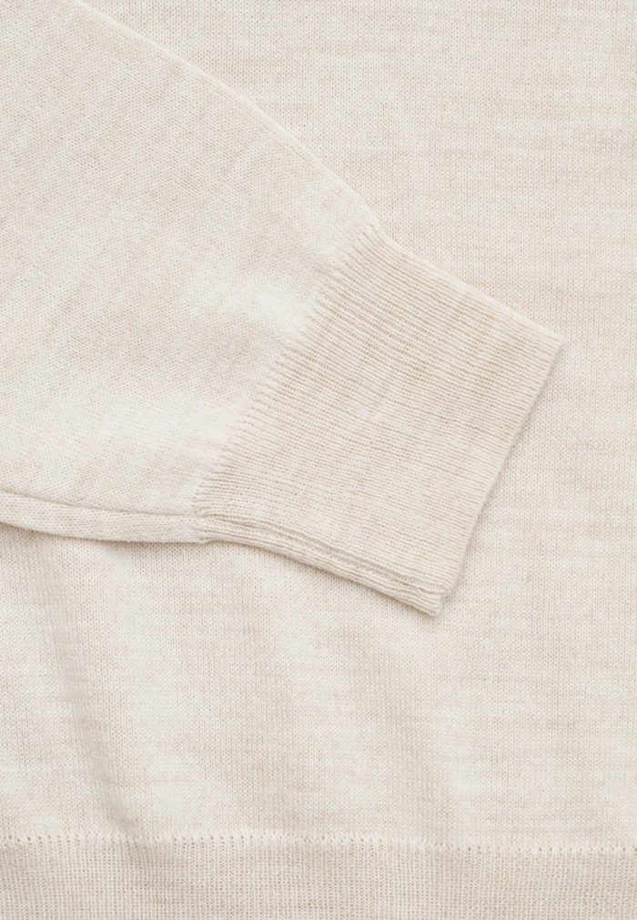 Cream melange turtle-neck Extra Fine Merino Wool sweater - Image 4