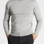 Grey melange turtle-neck Extra Fine Merino Wool sweater