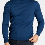 Cobalt blue turtle-neck Extra Fine Merino Wool sweater