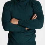 Green turtle-neck Extra Fine Merino Wool sweater