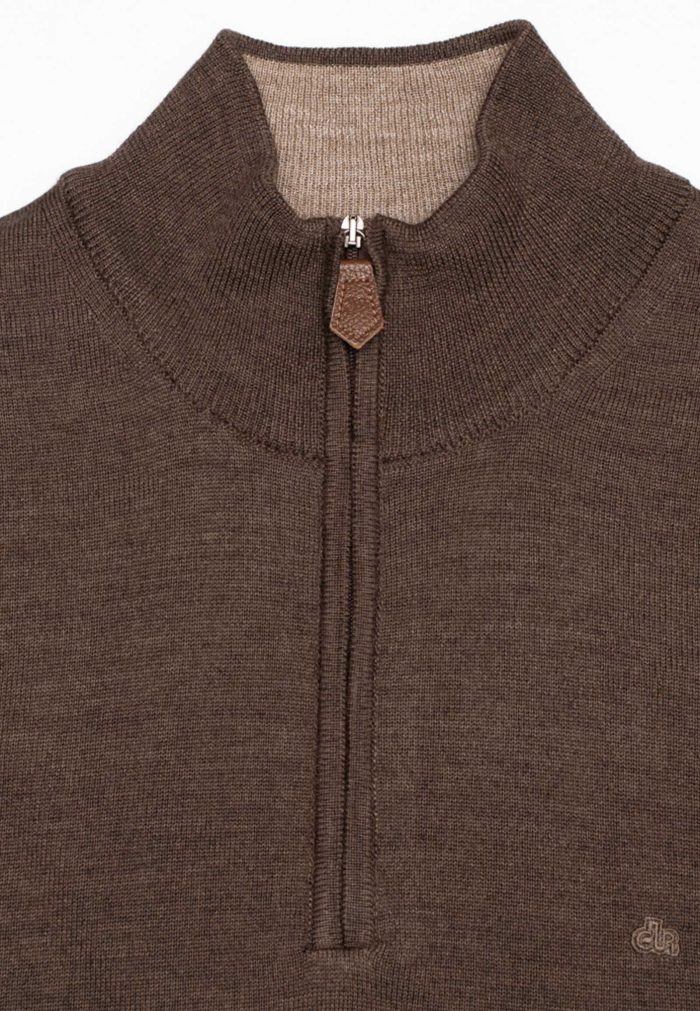 Brown melange merino wool half-zip jumber - Image 5