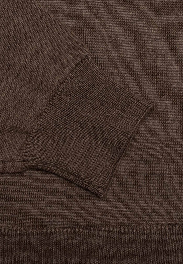 Brown melange merino wool half-zip jumber - Image 4
