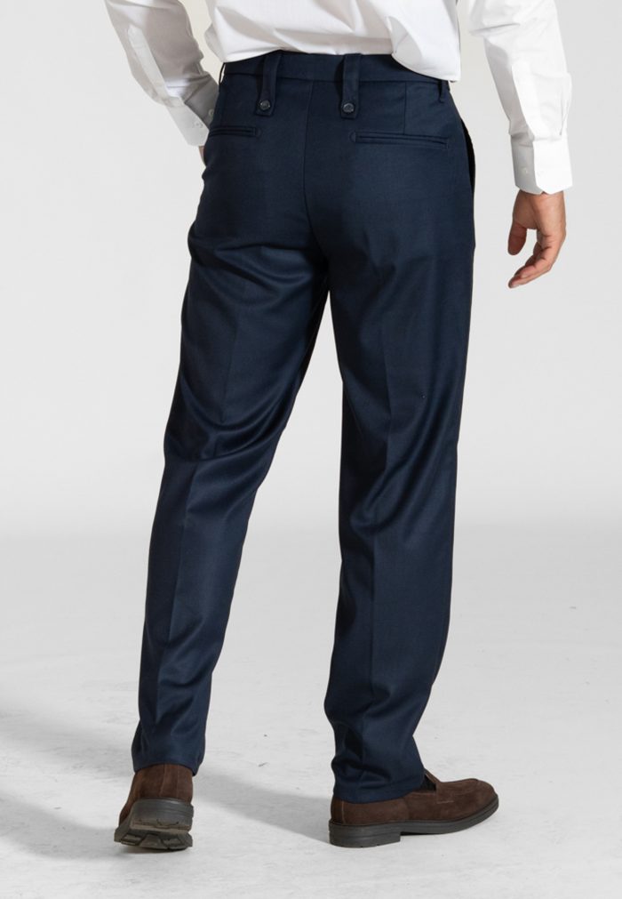Blue relaxed fit high-waisted pleated trousers - Image 4