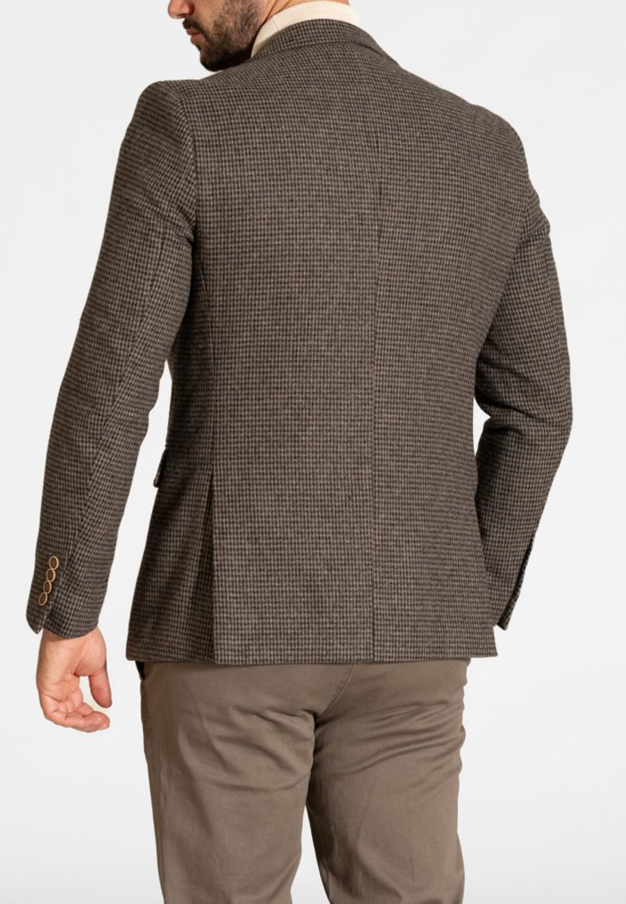 Grey-brown Pied de poule wool blend blazer - Image 4