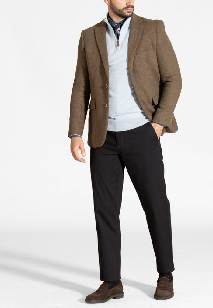 Honey brown tweed wool blend blazer - Image 5