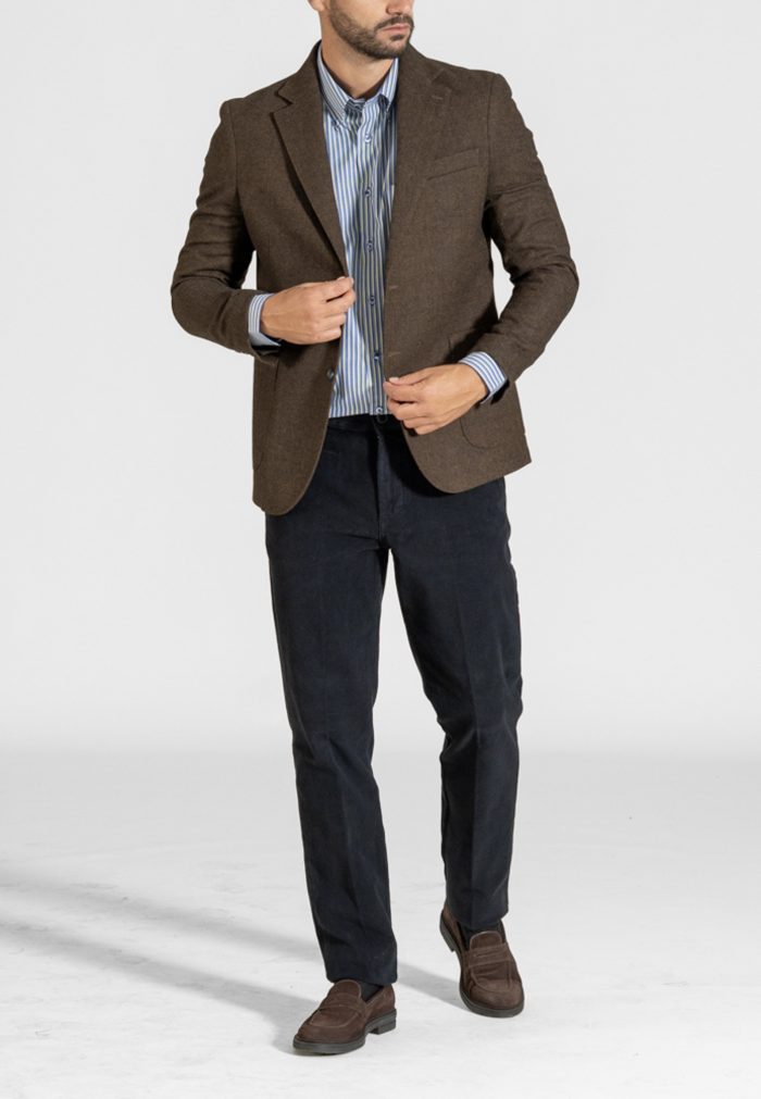 Cognac herringbone wool blend blazer - Image 3