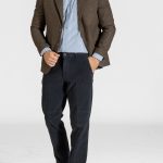 Cognac herringbone wool blend blazer