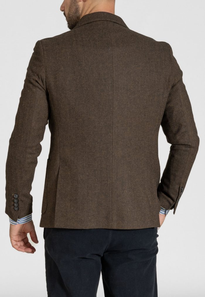 Cognac herringbone wool blend blazer - Image 4