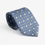 Raf-blue silk tie floral print