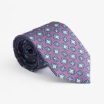 Purple silk tie floral print