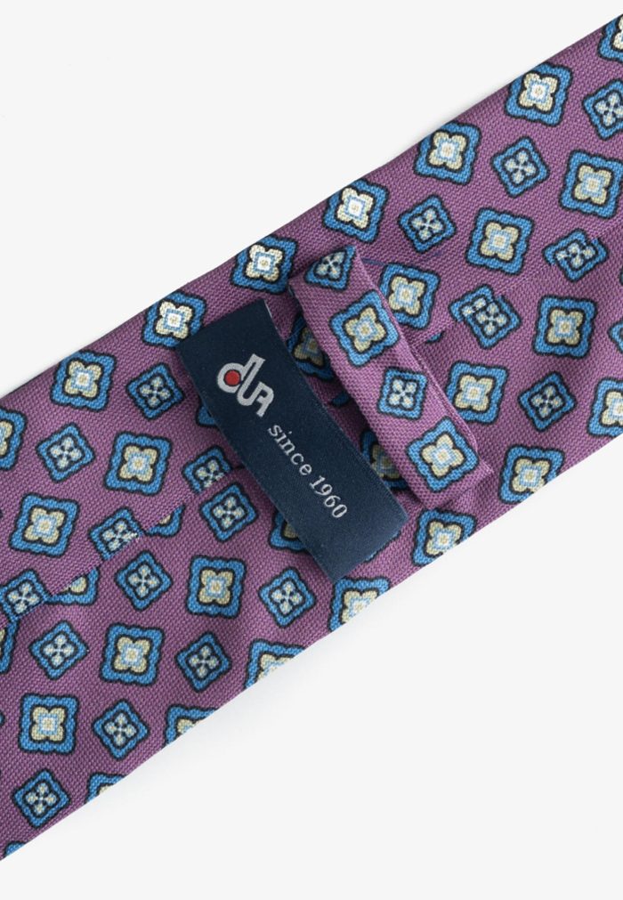 Purple silk tie floral print - Image 3