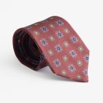 Burgundy silk tie floral print