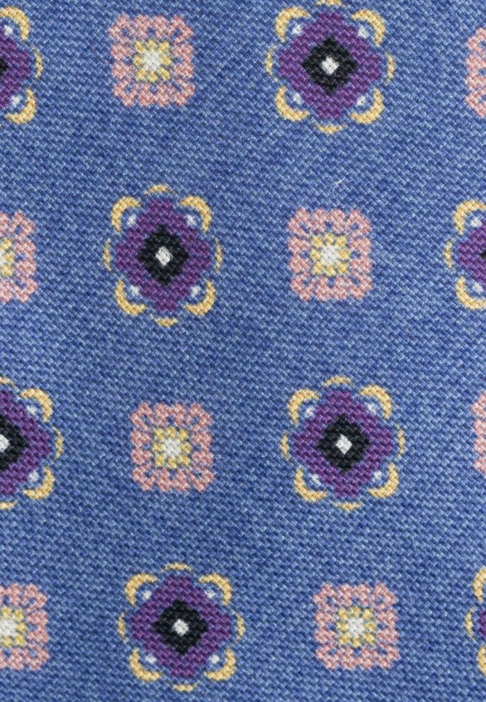 Sky blue silk tie floral print - Image 2