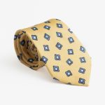 Mustard silk tie geometric print