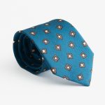 Πετρόλ μεταξωτή γραβάτα γεωμετρικά σχέδια