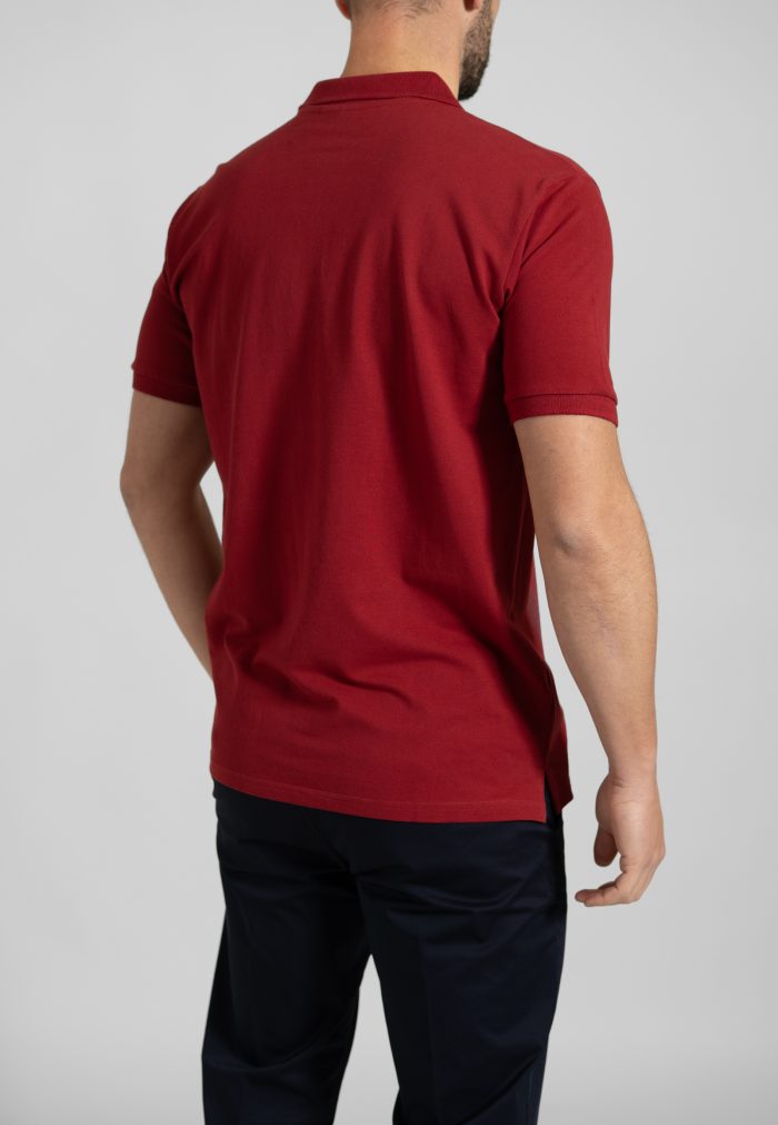 Deep Red Combed cotton polo piquet - Image 4