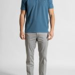 Pilot blue combed cotton polo piquet