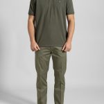 Army green combed cotton polo piquet