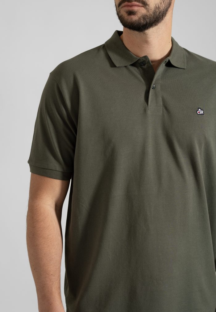 Army green combed cotton polo piquet - Image 3