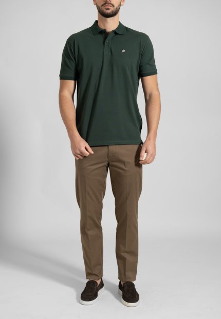 Forest green πικέ πόλο Combed Βαμβάκι