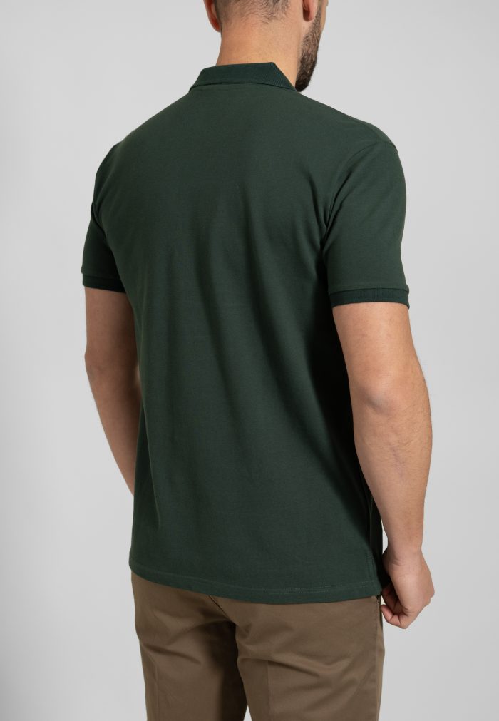 Forest green combed cotton polo piquet - Image 4