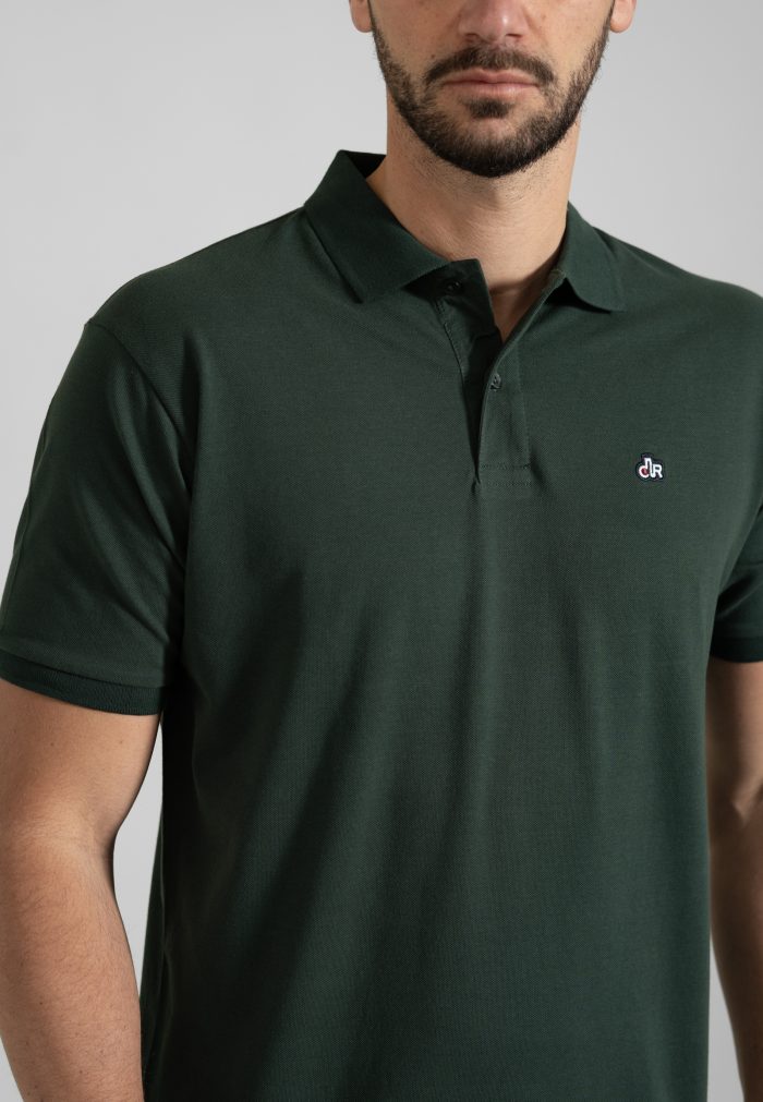 Forest green combed cotton polo piquet - Image 3