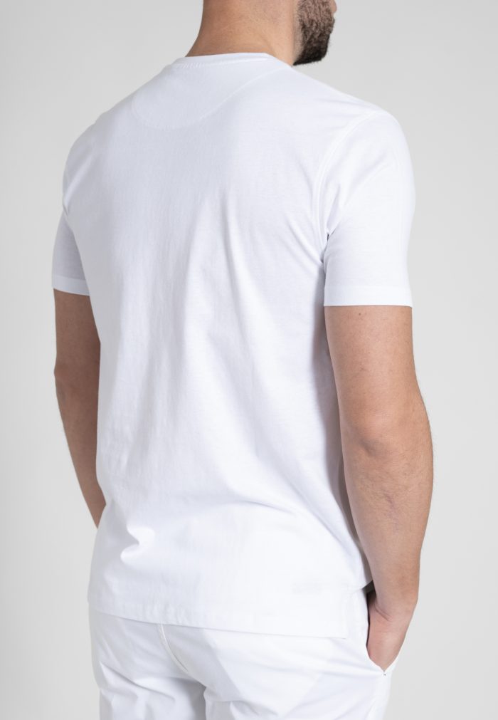 White Μπλούζα Λαιμόκοψη Combed Βαμβάκι - Image 4