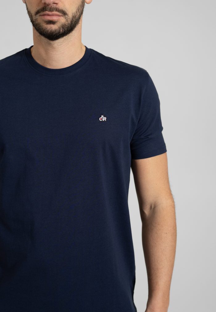 Marine Blue Crew Neck T-shirt Combed Cotton - Image 2