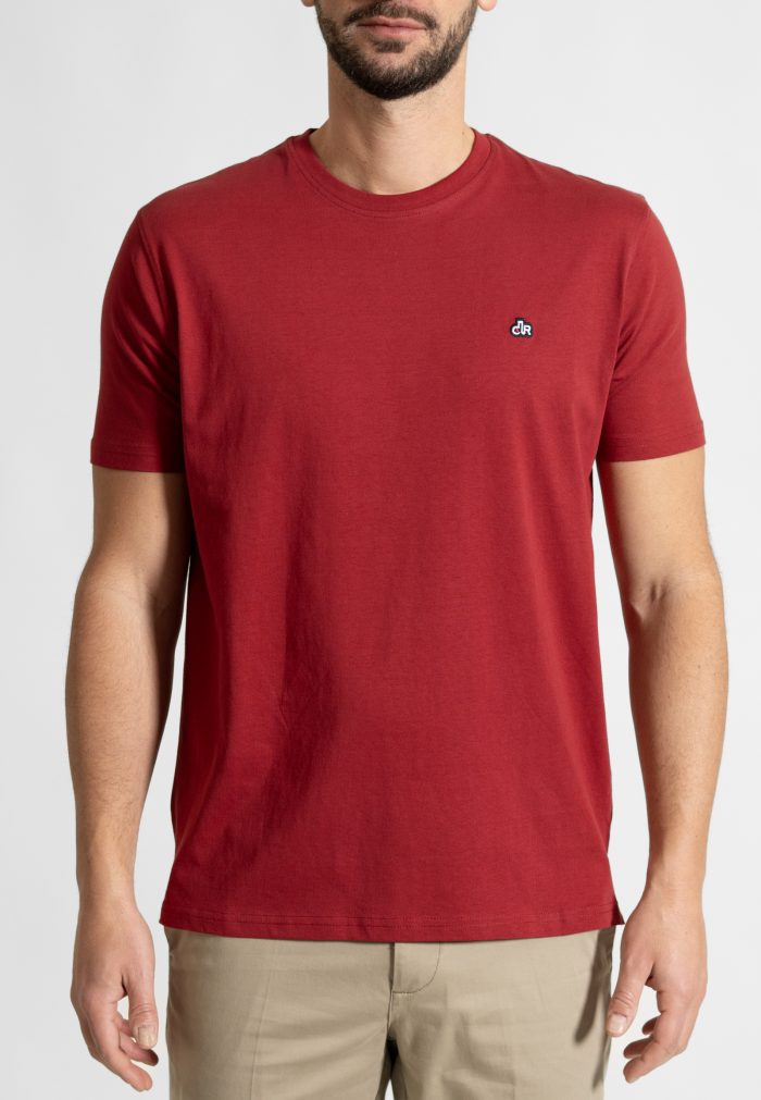 Deep Red Crew Neck T-shirt Combed Cotton - Image 2