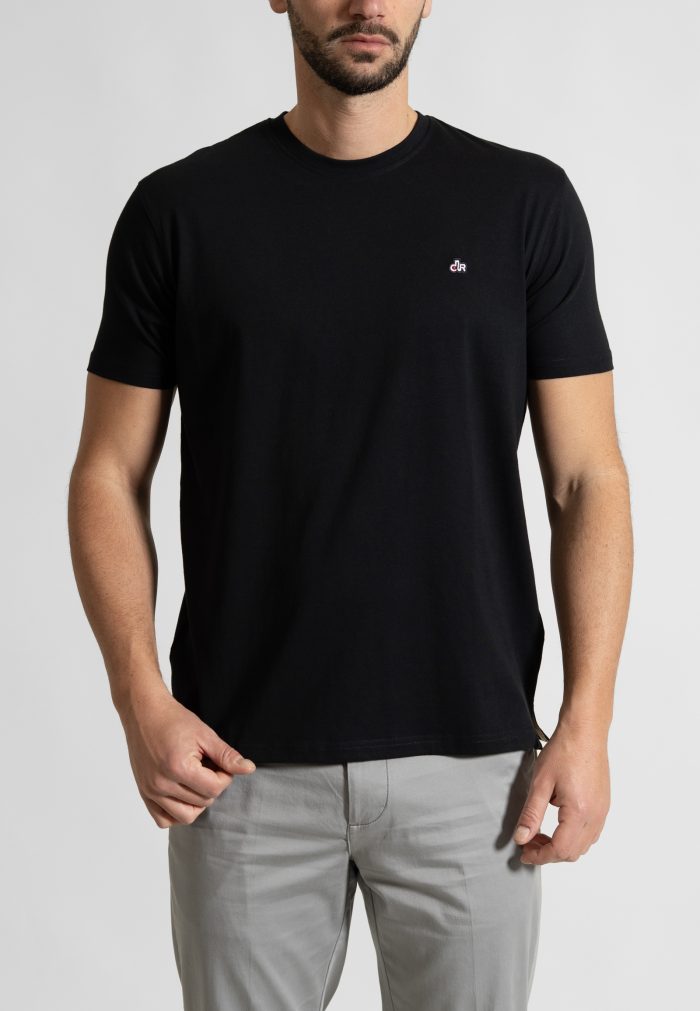Black Crew Neck T-shirt Combed Cotton - Image 2