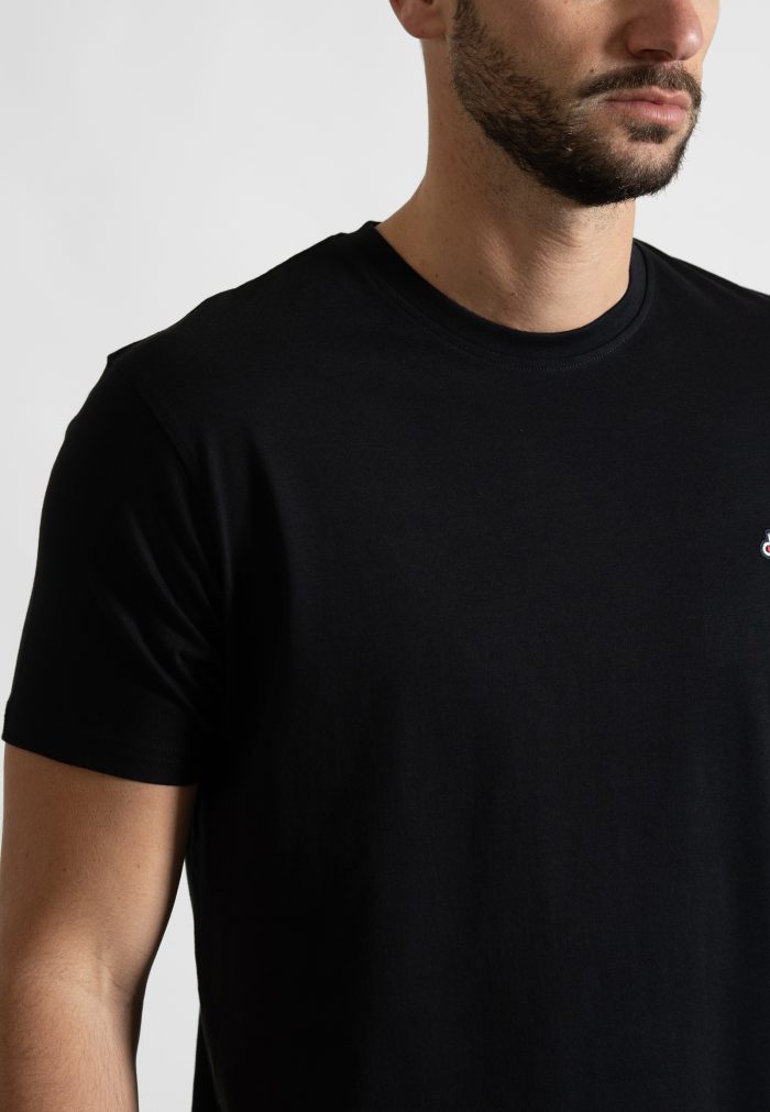 Black Crew Neck T-shirt Combed Cotton - Image 3