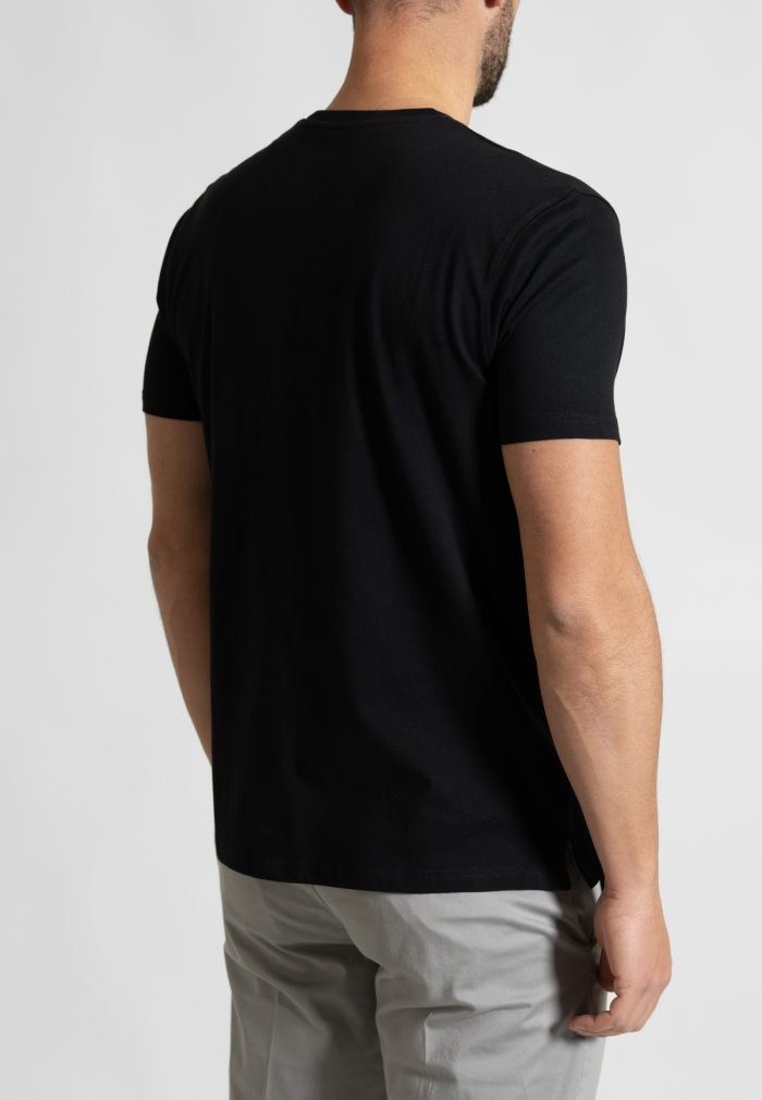 Black Crew Neck T-shirt Combed Cotton - Image 4