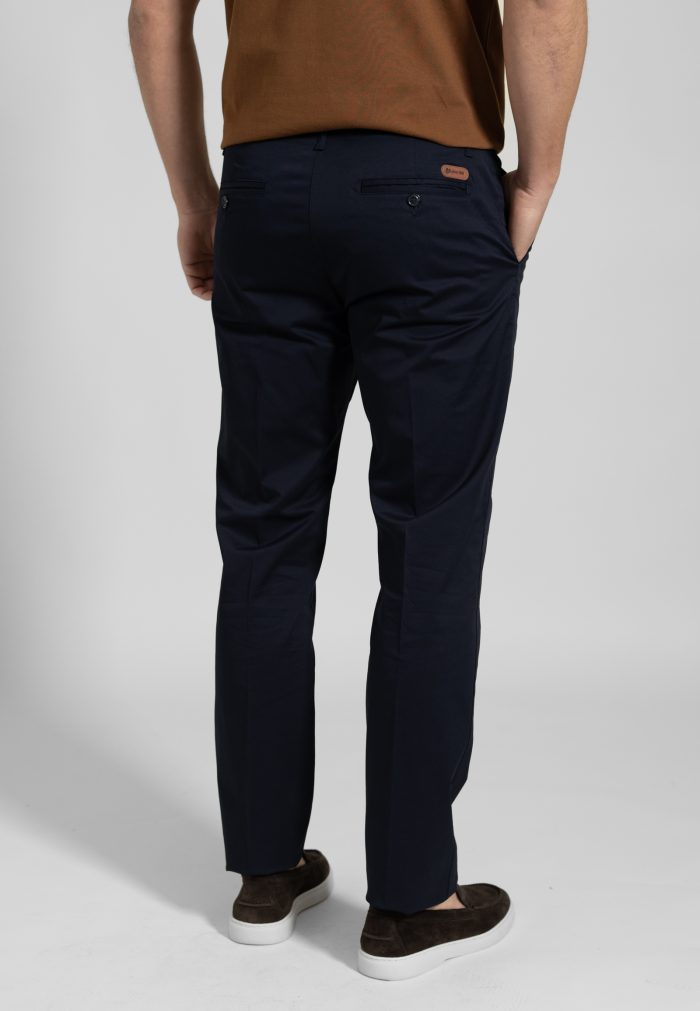 Dark Blue Trousers Chino Twill Gabardine Regular Fit - Image 3